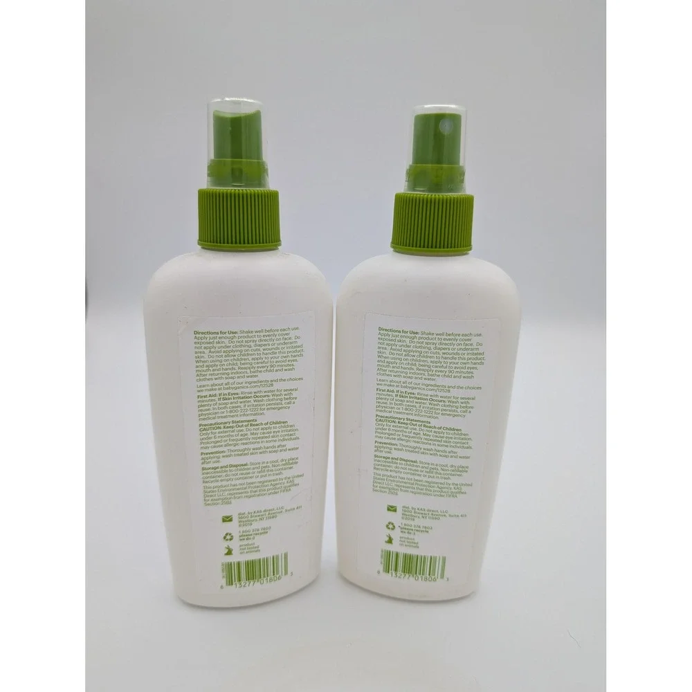 2pk Babyganics Natural Insect Repellent 8oz DEET-Free Plant Based Essential Oils